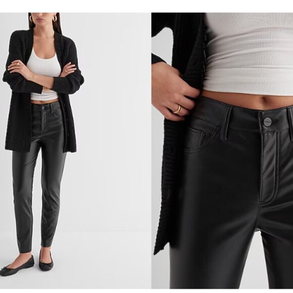 Express High Waisted Faux Leather '90s Skinny Pant - Picture 1 of 13